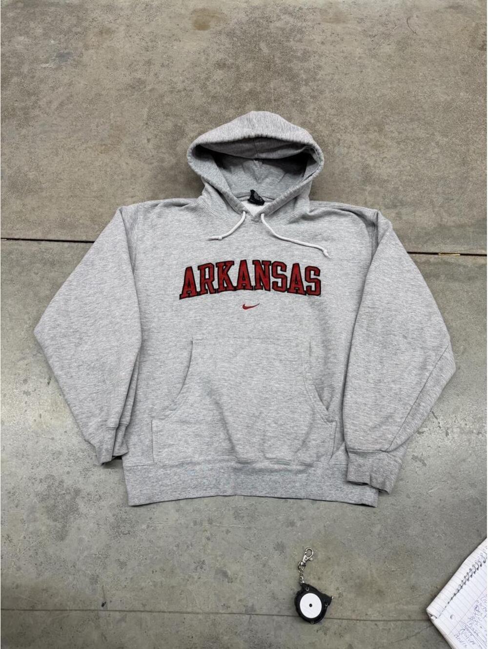 vintage university of arkansas nike collegiate grey hoodie size medium